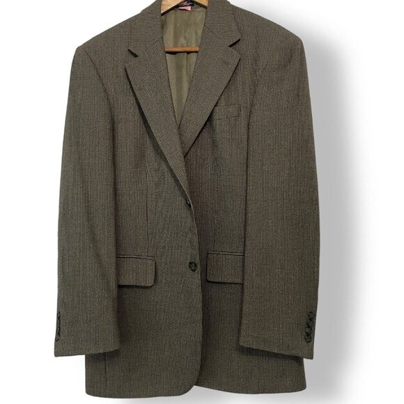 Geoffrey Beene Size 39L Men's 100% Lambs Wool Sports Coat Tweed Blazer Brown - Picture 10 of 10